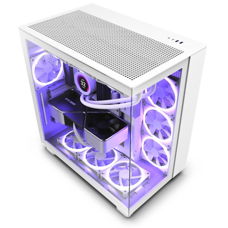 NZXT H9 Flow White Midi Tower ATX Gaming Gehäuse weiß mit Glasfenster